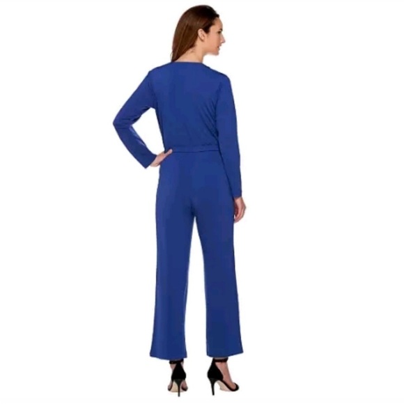 H by Halston size s blue stretchy jumpsuit - Picture 2 of 9